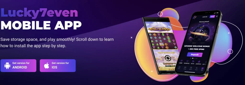 Mobile app at Lucky7even Casino