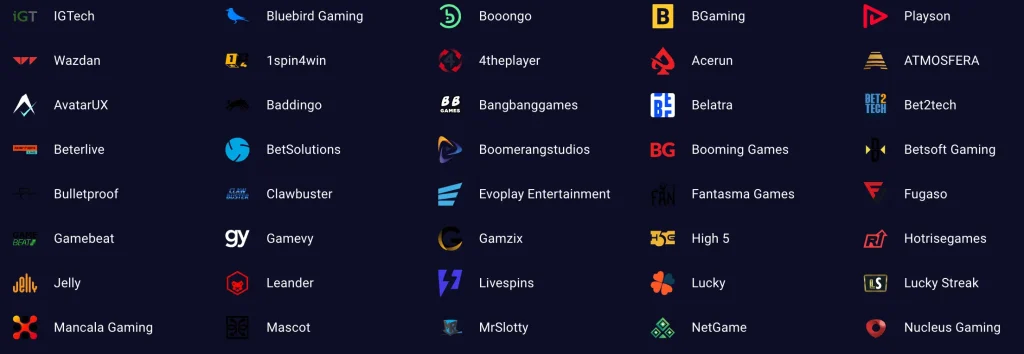 Providers Lucky7even Casino
