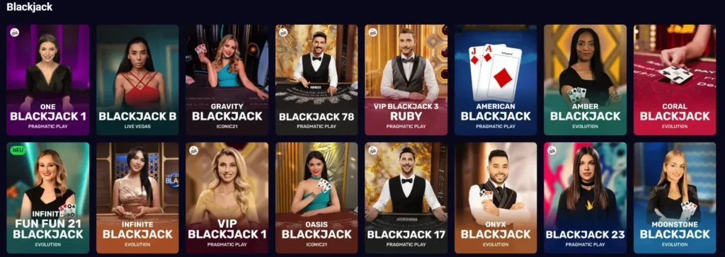 Live Blackjack Tische bei Lucky7even Casino